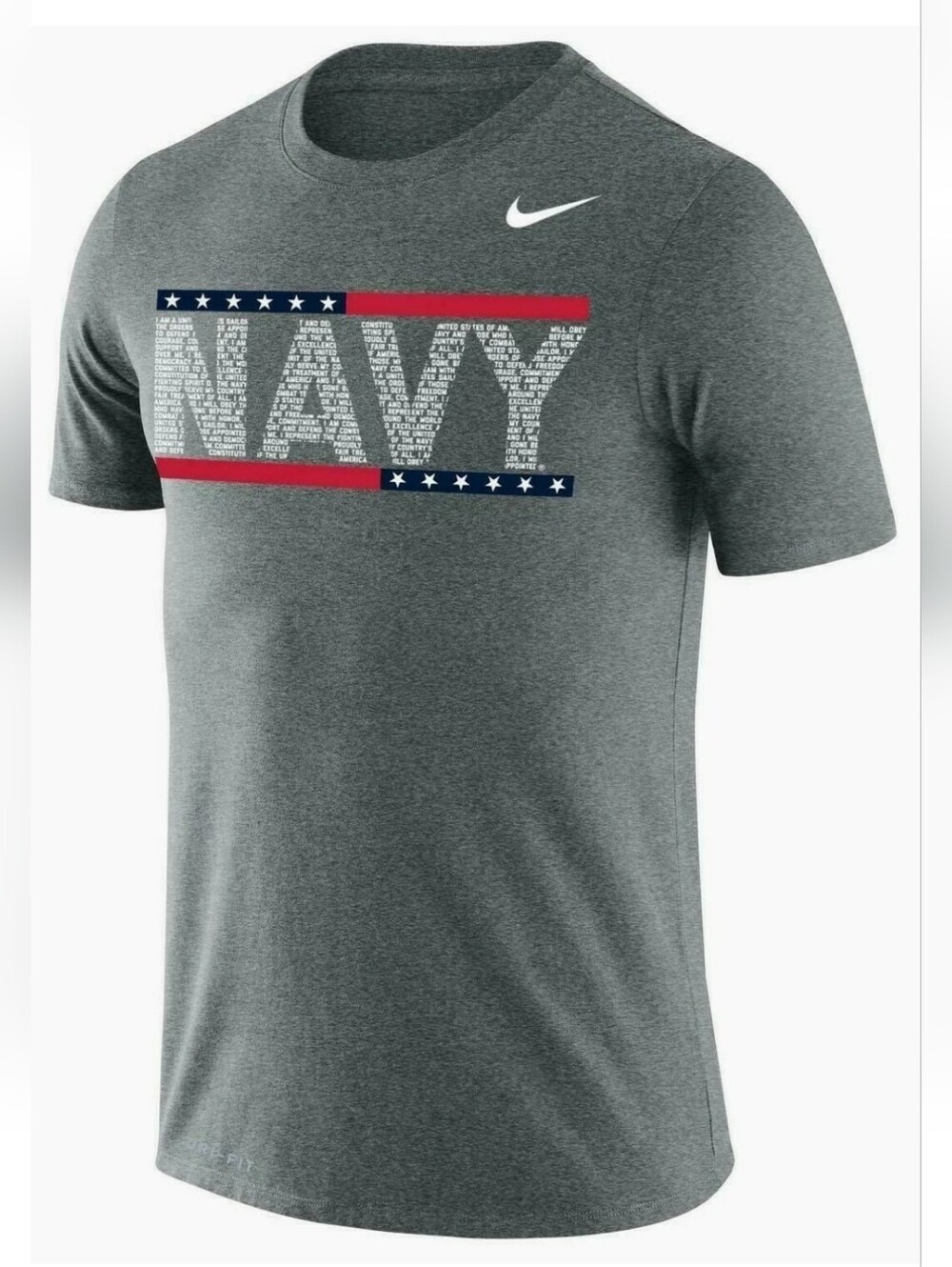 Nike Dri-Fit US Navy USN American Pledge Flag Stars Short Sleeve Tee Large